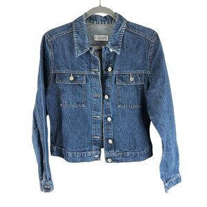 Cassis Womens Denim Jacket Vintage Retro Trucker Dark Wash Cotton 38 US M